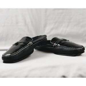 Cole Haan Womens 10AA Black Patent Leather Mule Loafers Flat Slide Narrow Brazil